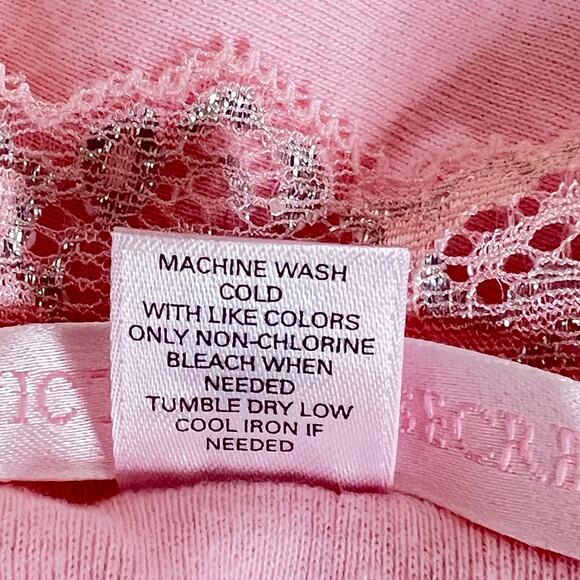 Victorias Secret Nightgown XL Pink Long Sleeve Lace Trim Cotton Blend - Picture 6 of 6